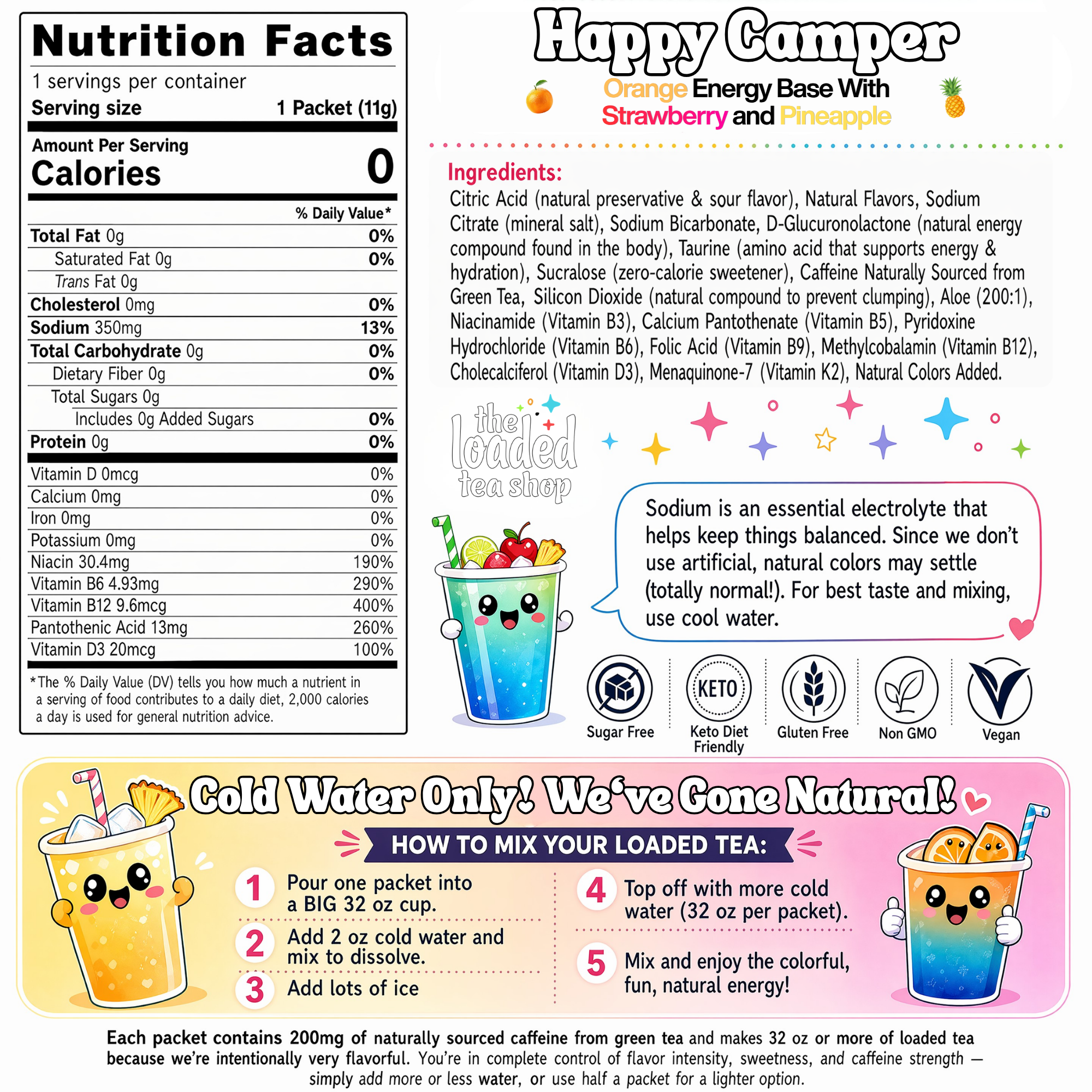 Happy Camper Loaded Tea | Fruity Flavor - Mix Packs Daily