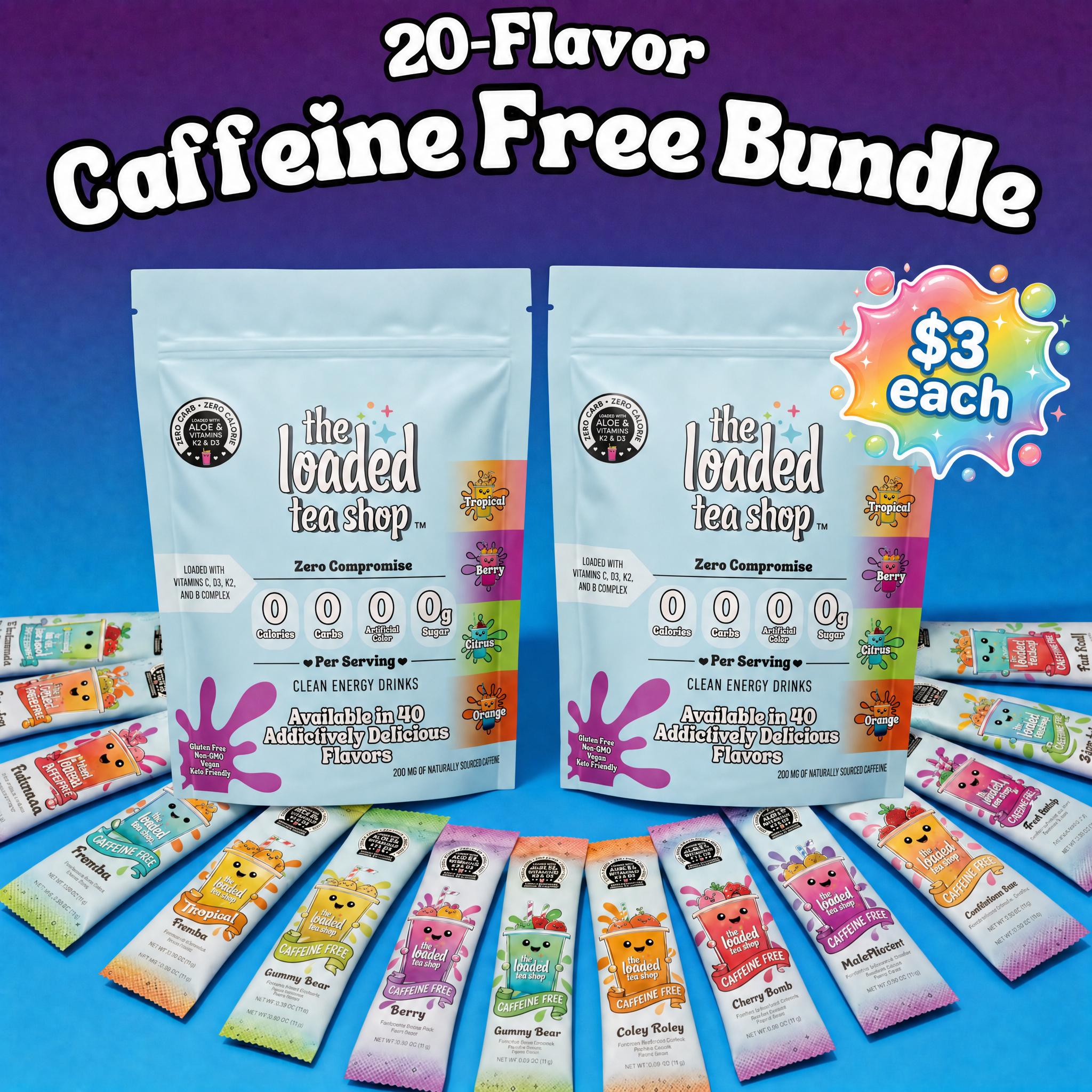 20 Flavor Bundle (Caffeine-Free) - For Morning Sips